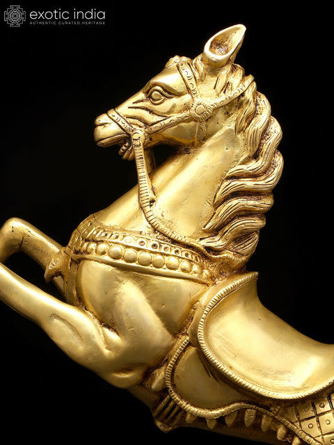 12" Majestic Brass Rearing Horse Statue | Table Decor