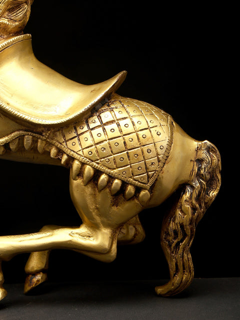 12" Majestic Brass Rearing Horse Statue | Table Decor