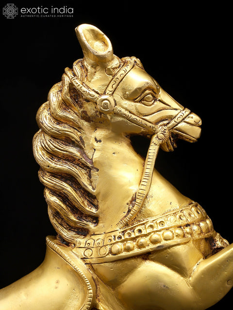 12" Majestic Brass Rearing Horse Statue | Table Decor