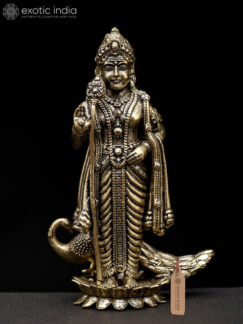 3" Small Superfine Karttikeya (Murugan) | Brass Statue
