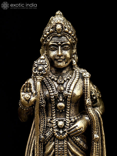 3" Small Superfine Karttikeya (Murugan) | Brass Statue
