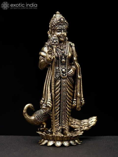 3" Small Superfine Karttikeya (Murugan) | Brass Statue