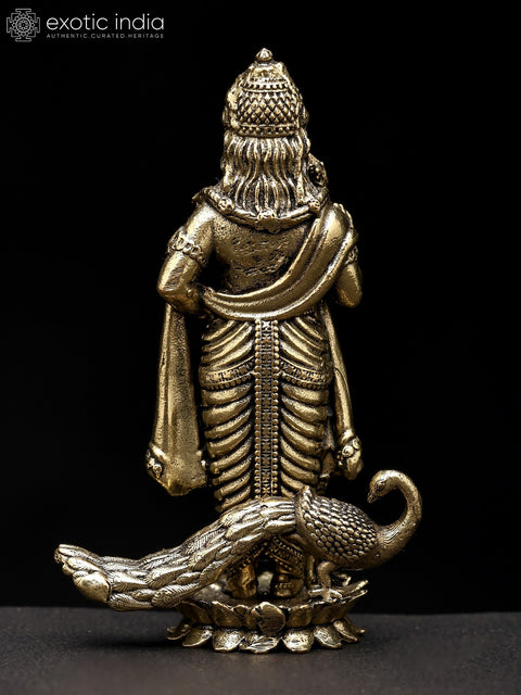 3" Small Superfine Karttikeya (Murugan) | Brass Statue
