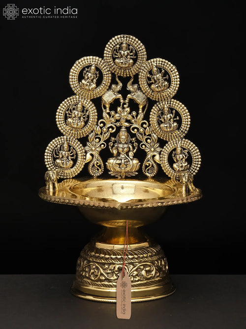 Handmade Ashtalakshmi Brass Lamp for Pooja