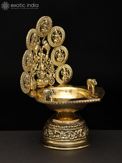 Superfine Ashtalakshmi Lamp in Brass | Handmade | Made In India