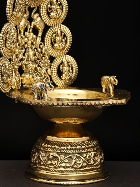 Superfine Ashtalakshmi Lamp in Brass | Handmade | Made In India