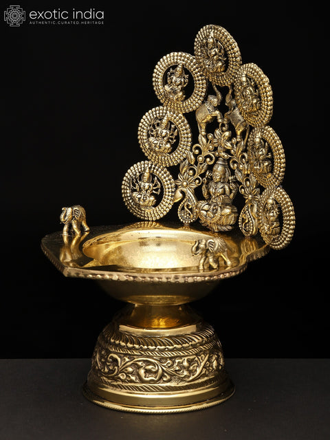 Superfine Ashtalakshmi Lamp in Brass | Handmade | Made In India