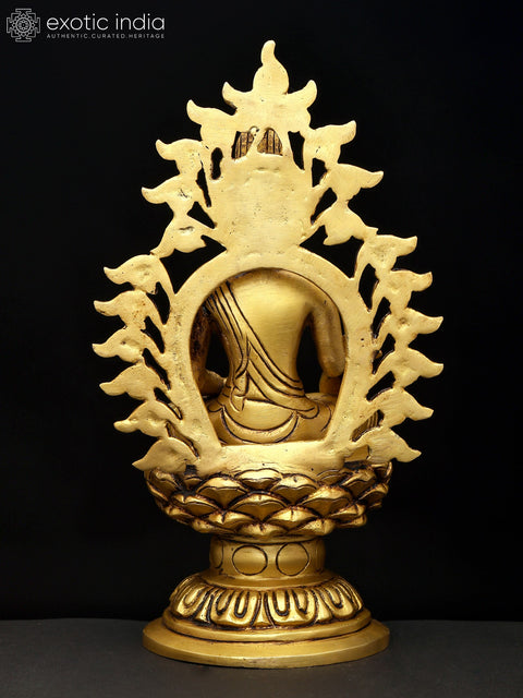 11" Divine Golden Medicine Buddha Idol with Aura | Traditional Buddhist Art Sculpture
