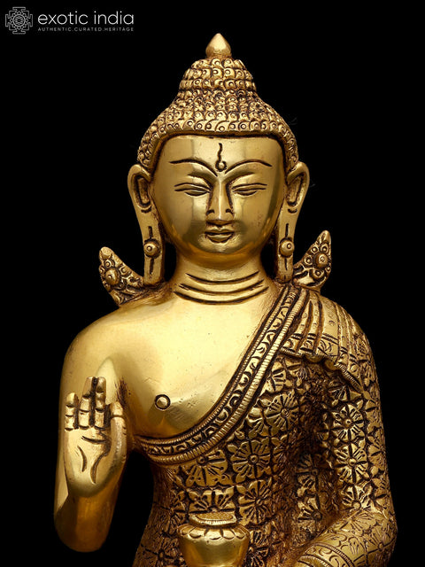 8" Sitting Lord Buddha in Vitark Mudra | Brass Statue