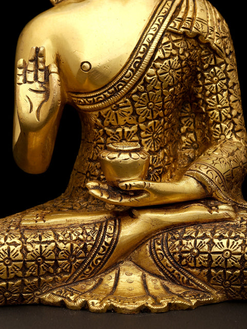 8" Sitting Lord Buddha in Vitark Mudra | Brass Statue