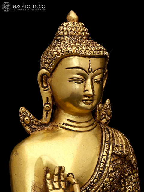 8" Sitting Lord Buddha in Vitark Mudra | Brass Statue