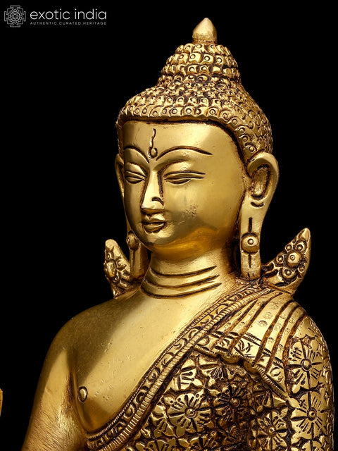8" Sitting Lord Buddha in Vitark Mudra | Brass Statue
