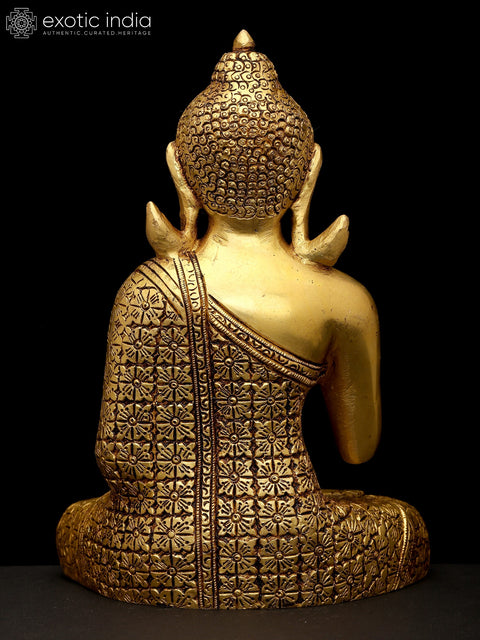 8" Sitting Lord Buddha in Vitark Mudra | Brass Statue