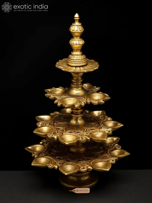 12" Brass Multi Wick Ritual Lamp Handmade