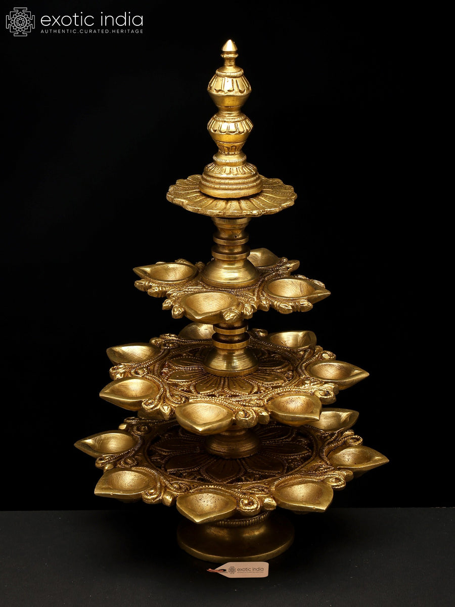 12" Brass Multi Wick Ritual Lamp Handmade