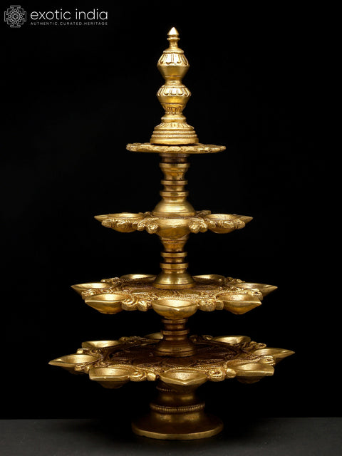 12" Multi Wicks Ritual Lamp in Brass | Handmade | Made In India