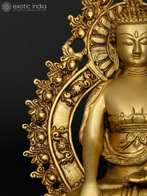14" Lord Buddha Seated in Earth-Touching Gesture (Bhumisparsha Mudra) | Brass Statue