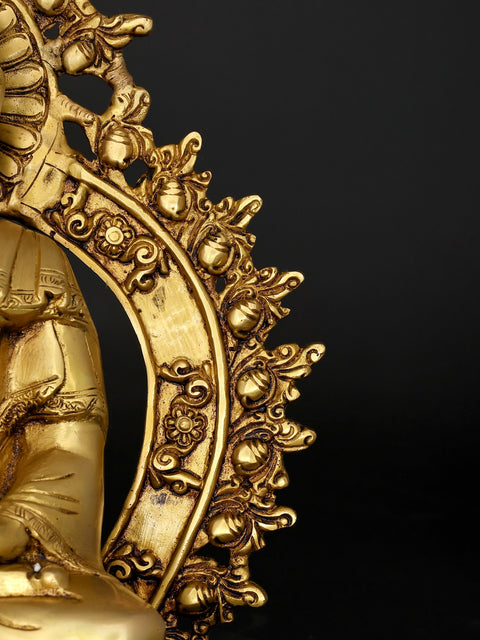 14" Lord Buddha Seated in Earth-Touching Gesture (Bhumisparsha Mudra) | Brass Statue