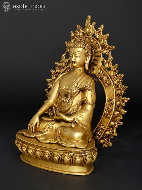 14" Lord Buddha Seated in Earth-Touching Gesture (Bhumisparsha Mudra) | Brass Statue