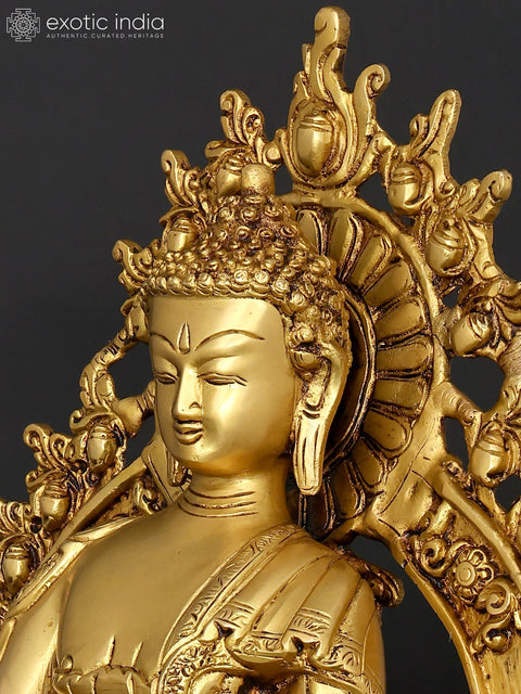 14" Lord Buddha Seated in Earth-Touching Gesture (Bhumisparsha Mudra) | Brass Statue