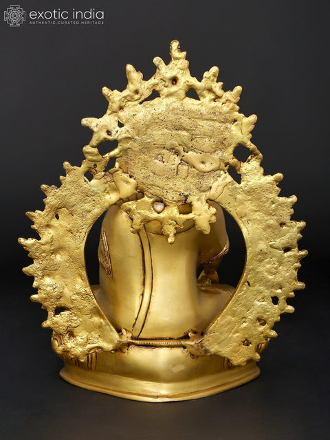 14" Lord Buddha Seated in Earth-Touching Gesture (Bhumisparsha Mudra) | Brass Statue