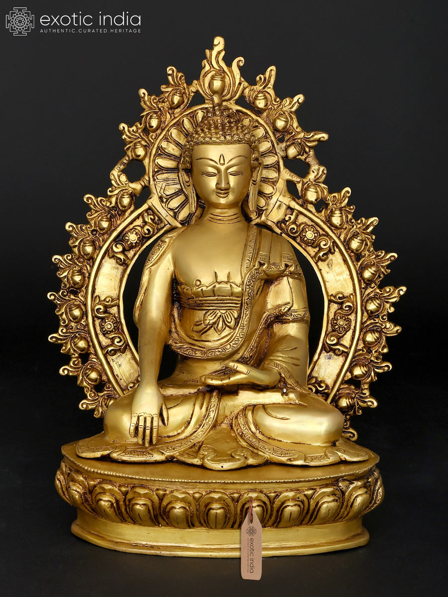 14" Lord Buddha Bhumisparsha Mudra Brass Statue Handmade