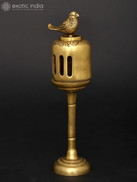 10" Brass Bird-Top Incense Holder | Table Decor