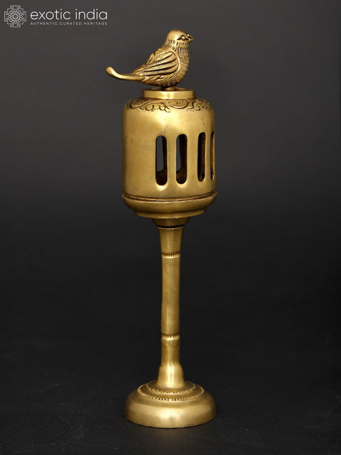 10" Brass Bird-Top Incense Holder | Table Decor