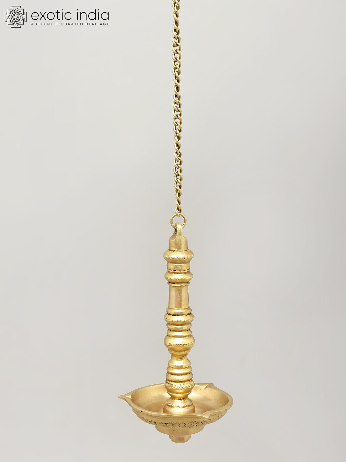 Three Wicks Designer Brass Hanging Lamp Handmade