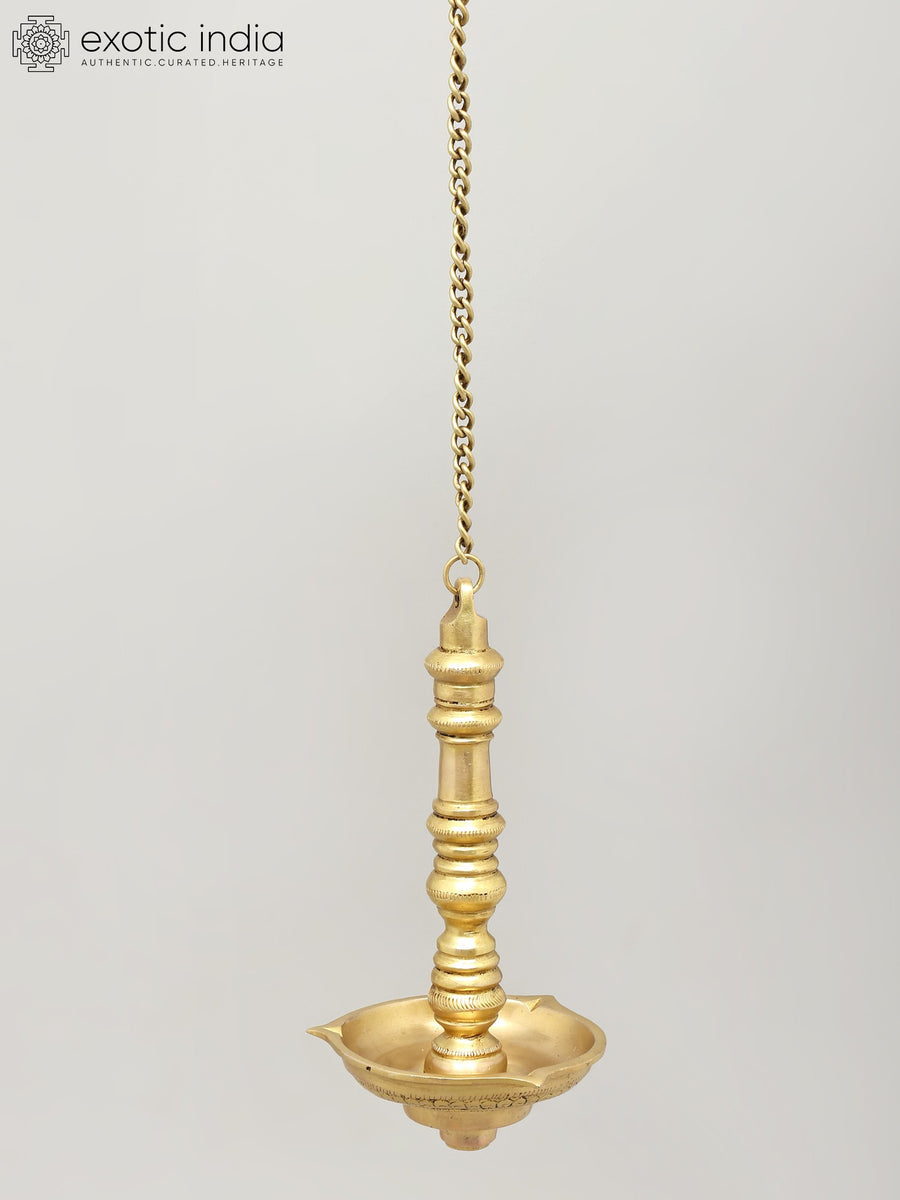 Three Wicks Designer Brass Hanging Lamp Handmade