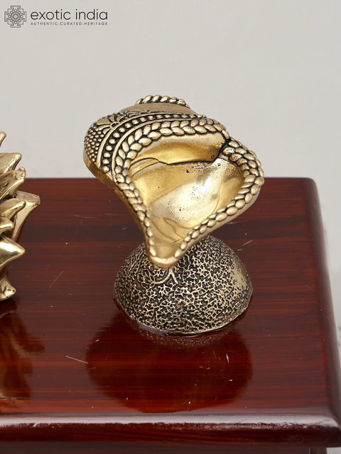 11" Superfine Goddess Lakshmi Standing on Lotus with Oil Lamps and Wood Base | Brass Sculpture