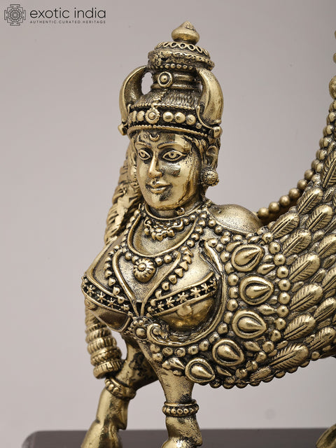 5" Small Superfine Goddess Kamdhenu on Wood Base | Brass Sculpture