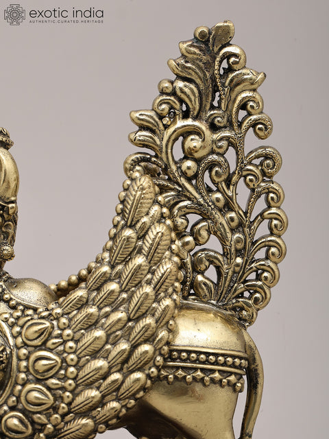 5" Small Superfine Goddess Kamdhenu on Wood Base | Brass Sculpture