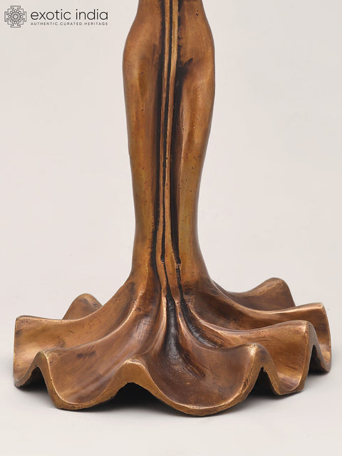 13" Divine Feminine in Prayer Pose | Handcrafted Brass Statue