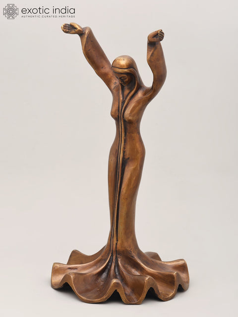 13" Divine Feminine in Prayer Pose | Handcrafted Brass Statue