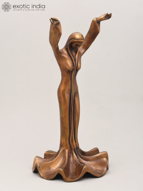 13" Divine Feminine in Prayer Pose | Handcrafted Brass Statue