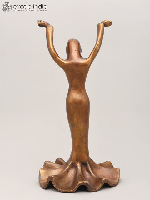 13" Divine Feminine in Prayer Pose | Handcrafted Brass Statue