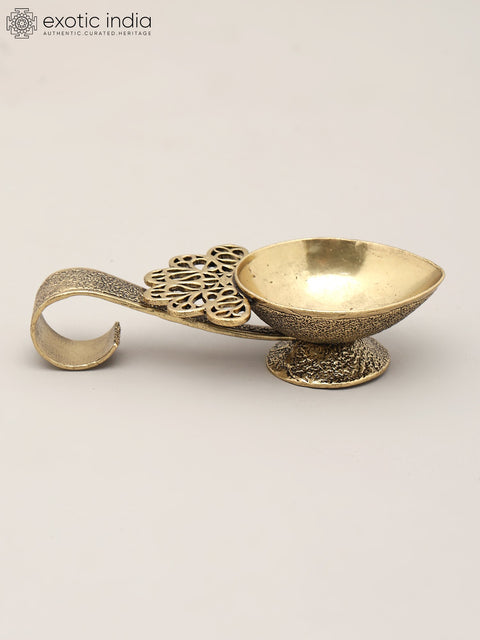 4" Small Superfine Handheld Brass Diya | Puja Item