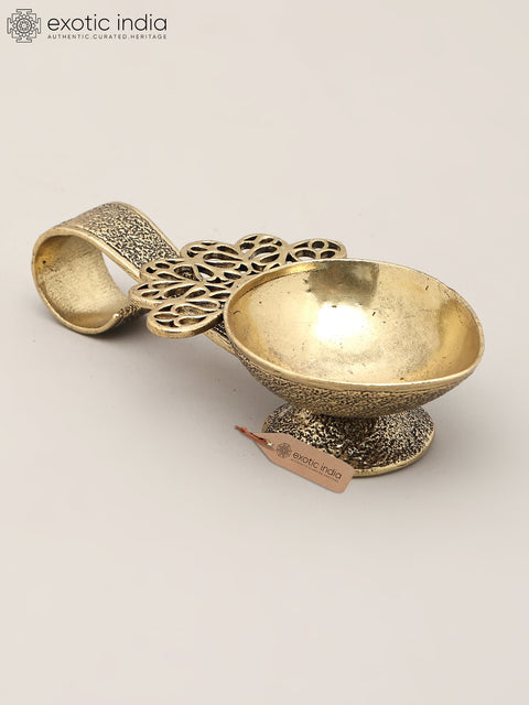 4" Small Superfine Handheld Brass Diya | Puja Item