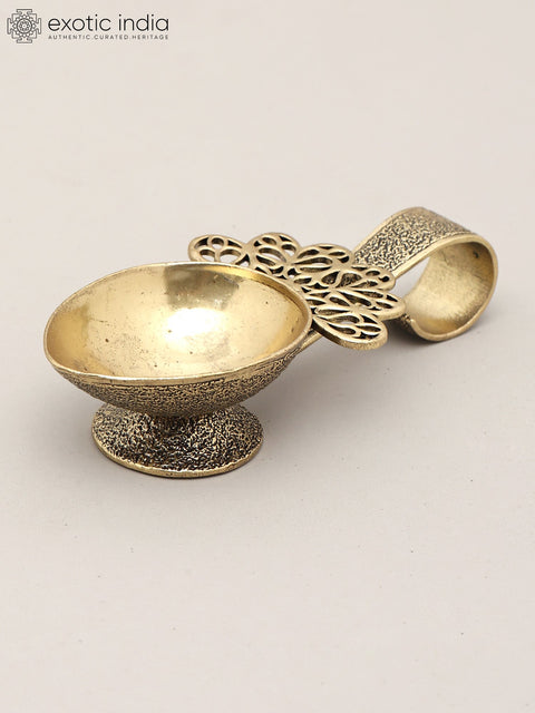4" Small Superfine Handheld Brass Diya | Puja Item