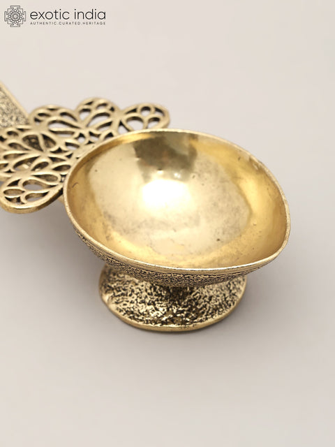4" Small Superfine Handheld Brass Diya | Puja Item