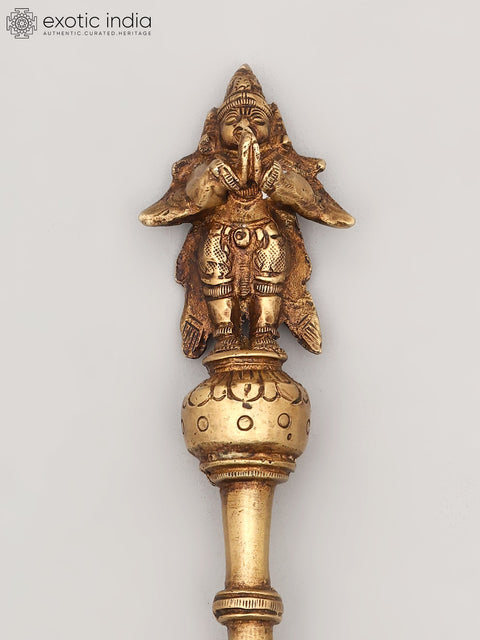 10" Garud Dev Ritual Spoon in Brass | Handmade | Made In India