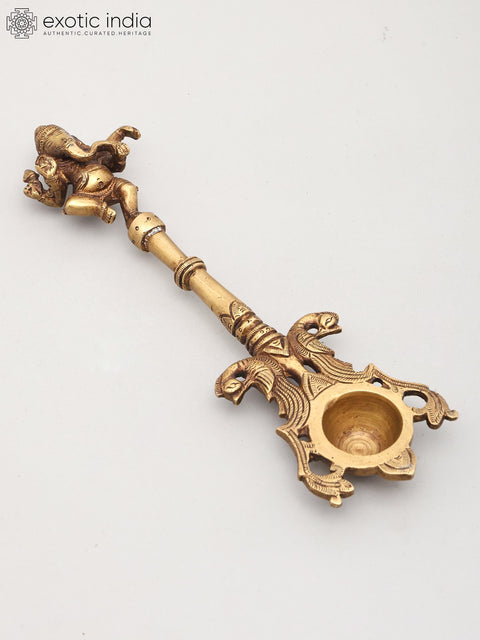 10" Dancing Ganesha Ritual Spoon in Brass | Handmade | Made In India