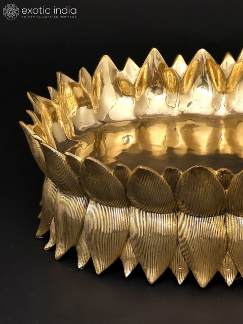 20" Designer Brass Lotus Urli | Home Decor
