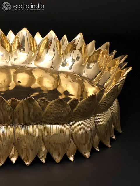 20" Designer Brass Lotus Urli | Home Decor