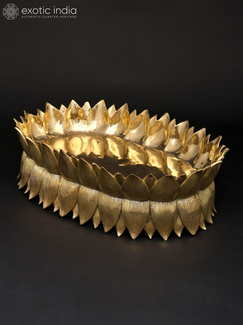 20" Designer Brass Lotus Urli | Home Decor