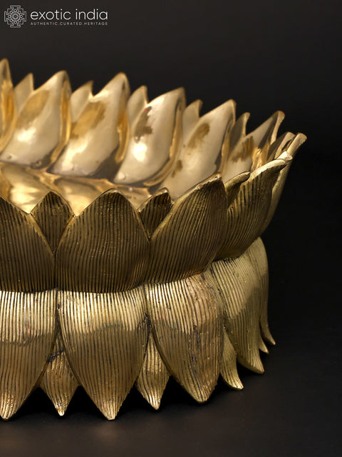 20" Designer Brass Lotus Urli | Home Decor