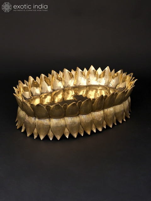 20" Designer Brass Lotus Urli | Home Decor