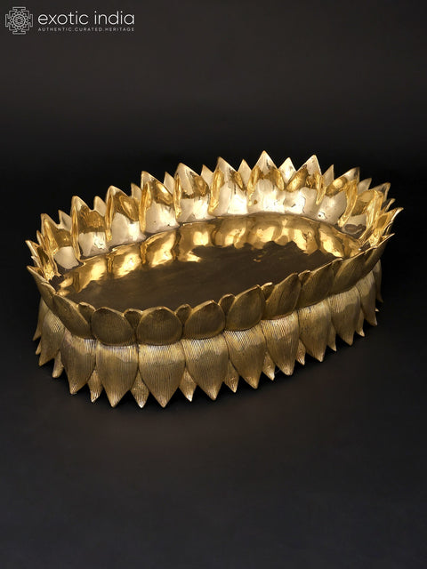 20" Designer Brass Lotus Urli | Home Decor
