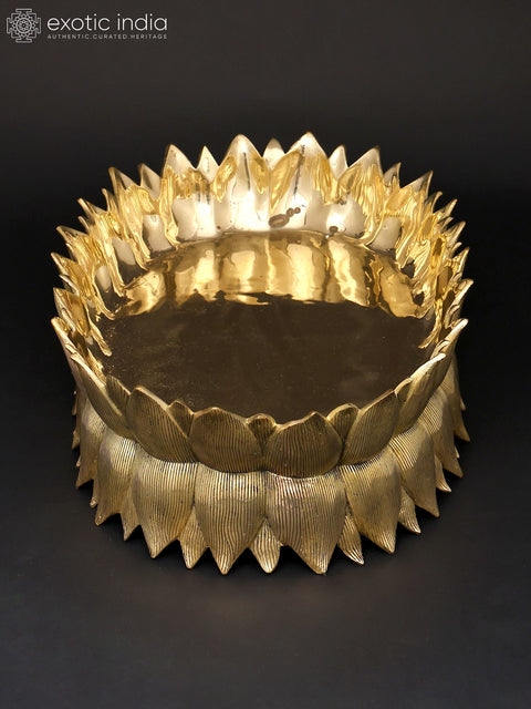 20" Designer Brass Lotus Urli | Home Decor